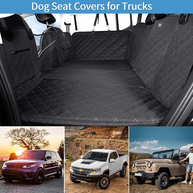 petizer Dog Back Seat Extender for Truck, Large Dog Car Seat Cover, Washable Hard Bottom Seat Extender for Dogs, Waterproof Dog Car Hammock for SUV/Truck- F150/Silverado ZR2/RAM 1500/Toyota Tundra