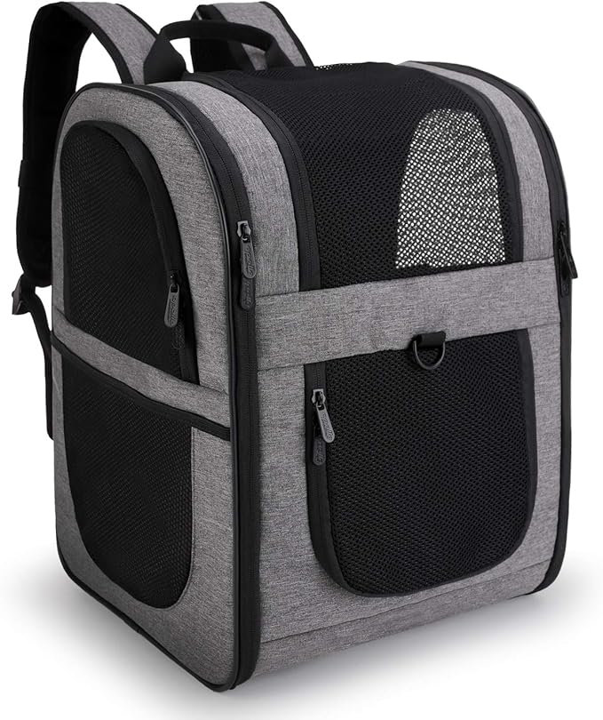 Apollo Walker Pet Carrier Backpack for Large/Small Cats and Dogs, Puppies, Safety Features and Cushion Back Support | for Travel, Hiking, Outdoor Use (Gray)