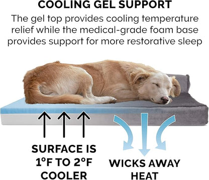 Furhaven Cooling Gel Dog Bed for Large Dogs w/ Removable Bolsters & Washable Cover 125 lbs