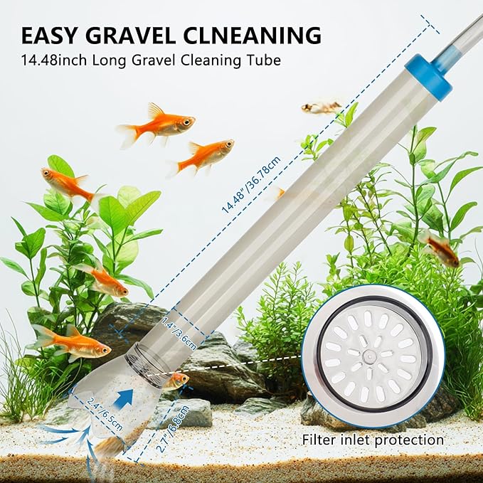 Gravel Vacuum for Aquarium Water Changer - 25FT/50FT Long Fish Tank Cleaner Vacuum, Flow Adjustable Faucet Siphon Pump for Fish Tank Cleaning Tools with 6 Adapters