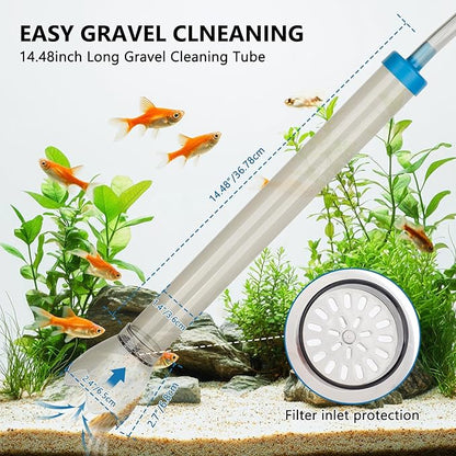 Gravel Vacuum for Aquarium Water Changer - 25FT/50FT Long Fish Tank Cleaner Vacuum, Flow Adjustable Faucet Siphon Pump for Fish Tank Cleaning Tools with 6 Adapters