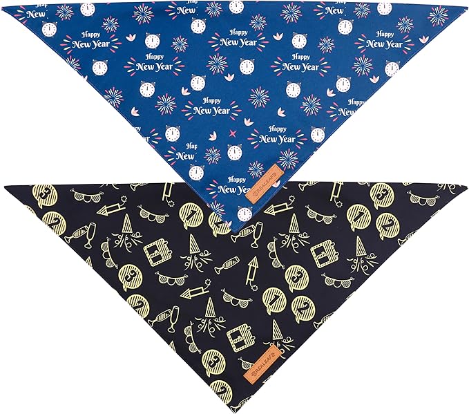 Realeaf Happy New Year Dog Bandanas 2 Pack