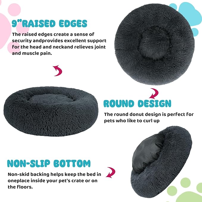 Small Dog Bed Washable.(Gray,20"/23"/30")