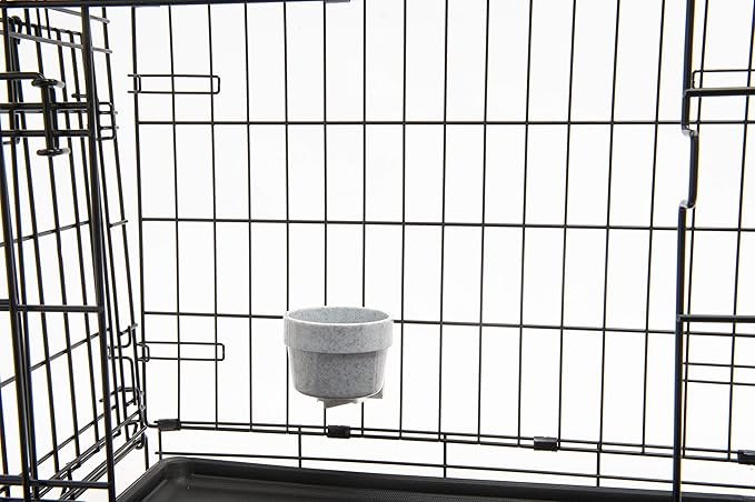 Lixit Quick Lock Removable Dog Kennel Bowls for Wire and Soft Sided Crates (10oz Wire Crate, Granite)