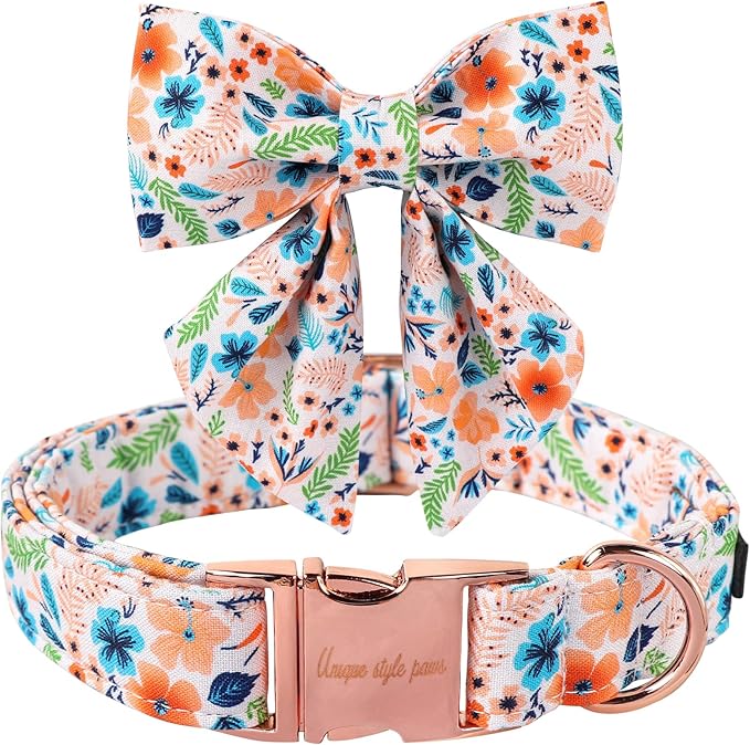 Unique Style Paws Cotton Dog Collar with Bow