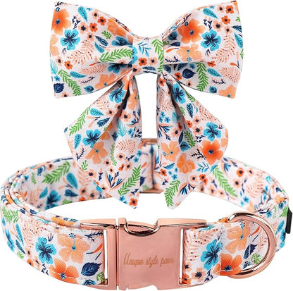 Unique Style Paws Cotton Dog Collar with Bow