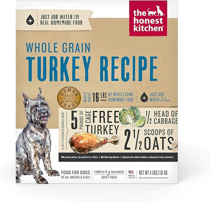 The Honest Kitchen Dehydrated Whole Grain Turkey Dog Food, 4 lb Box