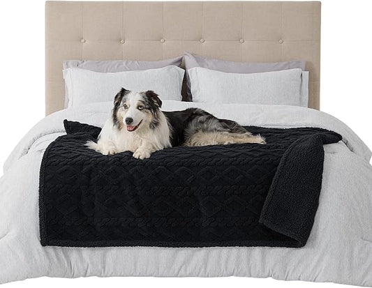 Bedsure Waterproof Dog Blankets for Large Dogs 50"x60", Black