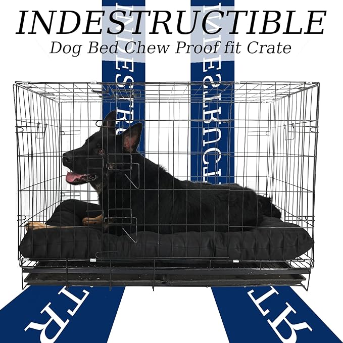 Indestructible Dog Bed for Aggressive Chewers Large Breed for Crates 42x28,Black
