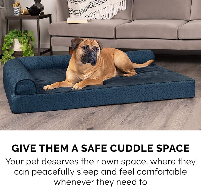 Furhaven Memory Foam Dog Bed for Large Dogs w/ Removable Bolsters & Washable Cover 125 lbs