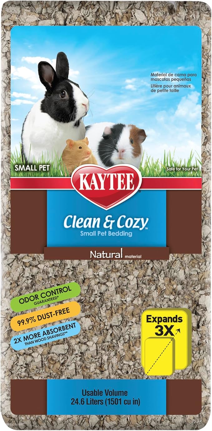 Kaytee Clean & Cozy Natural Paper Bedding, Made for Small Animals, 24.6 Liters