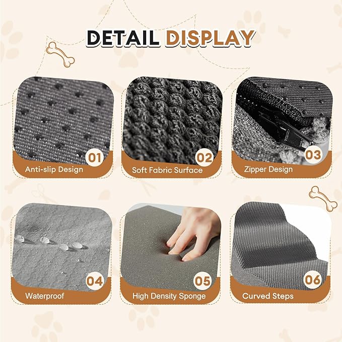 Romrol Dog Stairs Ramp for Beds Couches 3-Tiers