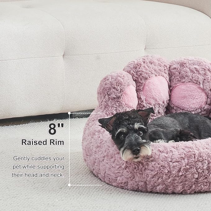 Jiupety Pet Round Bed of Paw Shape (26"×26"×8"), Purple.