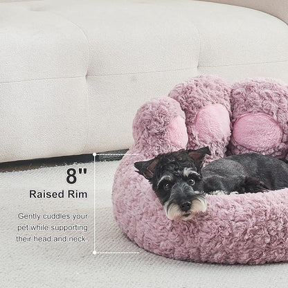 Jiupety Pet Round Bed of Paw Shape (26"×26"×8"), Purple.