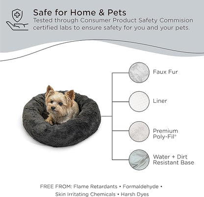 Best Friends by Sheri The Original Calming Donut Cat and Dog Bed in Lux Fur Mink 18"