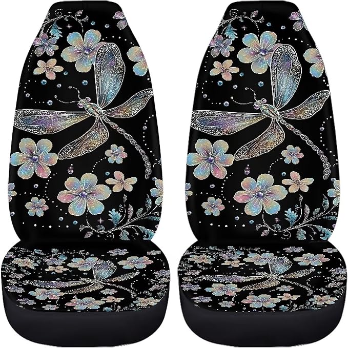 Dragonfly Flower Car Seat Covers Washable Seat Protector for Women Men Air Mesh Cloth Automotive Vehicle Seat Covers Car Accessories for Cars Interior for Cars