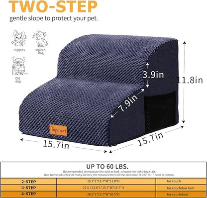Topmart High Density Foam Pet Steps 2 Tiers 11.8" High,Non-Slip