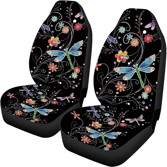 Dragonfly Flower Cat Seat Covers for Cars Full 4PC for