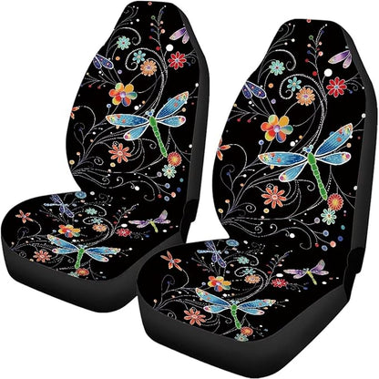 Dragonfly Flower Cat Seat Covers for Cars Full 4PC for