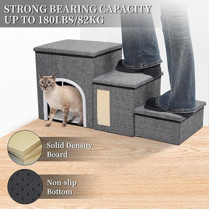 Upgrade XL Dog Stairs for Bed and Couch 35.5"L x 13.8"D x 17"H, Foldable 180lbs