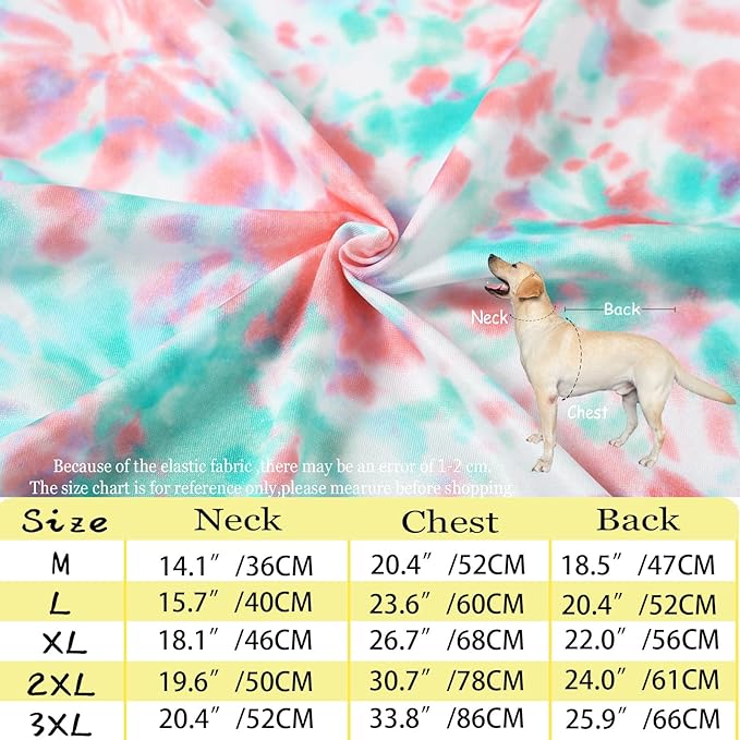 Dog Tie dye Sleeveless T Shirt Green Red Printed Dogs Vest Shirt Pajamas Breathable Stretchy Summer Clothes for large Dog Boys Girls（X-Large,Green）