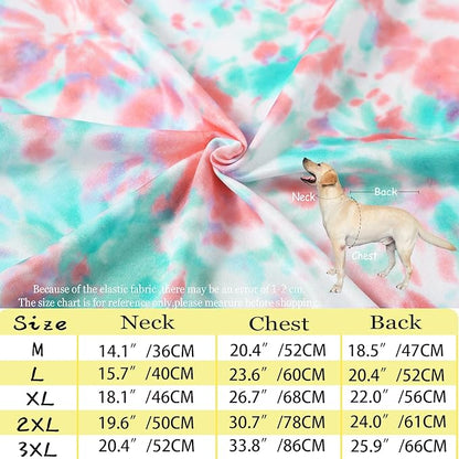 Dog Tie dye Sleeveless T Shirt Green Red Printed Dogs Vest Shirt Pajamas Breathable Stretchy Summer Clothes for Extra large Dog Boys Girls（3X-Large,Green）
