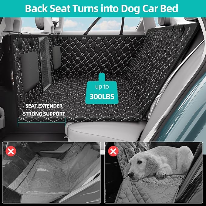 Back Seat Extender for Dogs Hard Bottom Dog 100% Waterproof