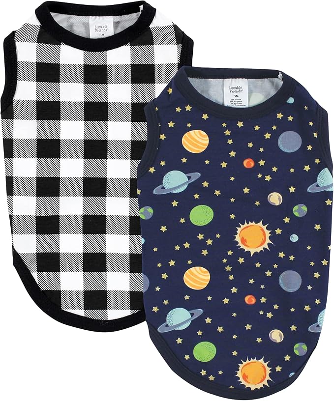 Luvable Friends Dog Pet Dog and Cats Cotton T-Shirts 2pk