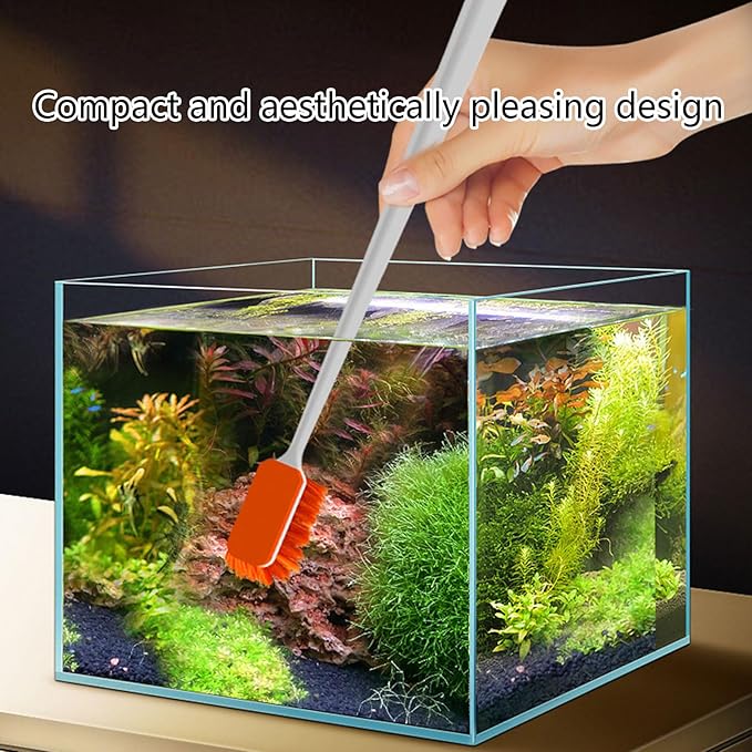 Long Handle Fish Tanks Scrubber for Glass Aquariums Double Bristle Washing Magnetic Scrubber Long Handle Brush Aquarium Cleaning Tools