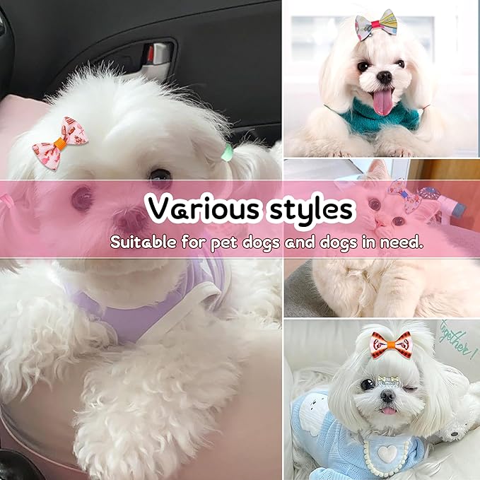 Puppy Small Dogs Hair Barrettes Bows with Rhinestone Tiny Birthda,30 Pairs