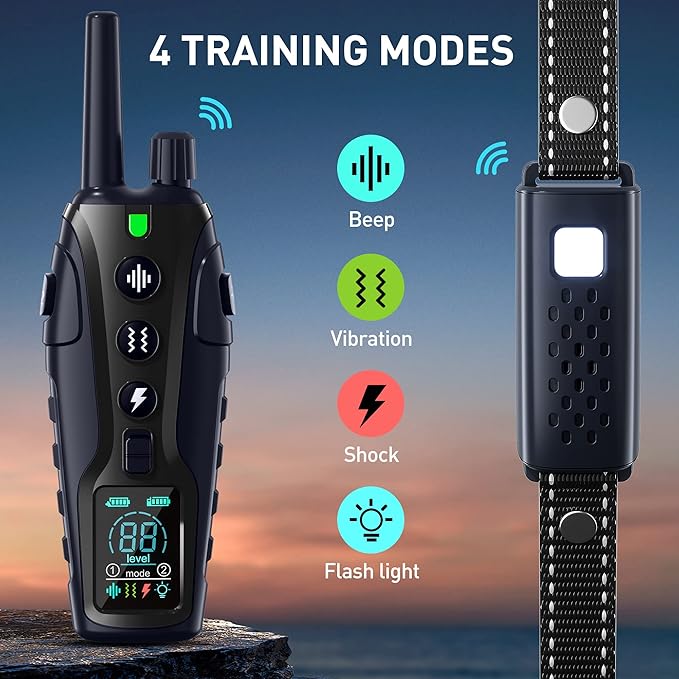 Dog Shock Collar 4000FT Dog Beep(1-8), Vibration(1-16), Shock(1-99), and