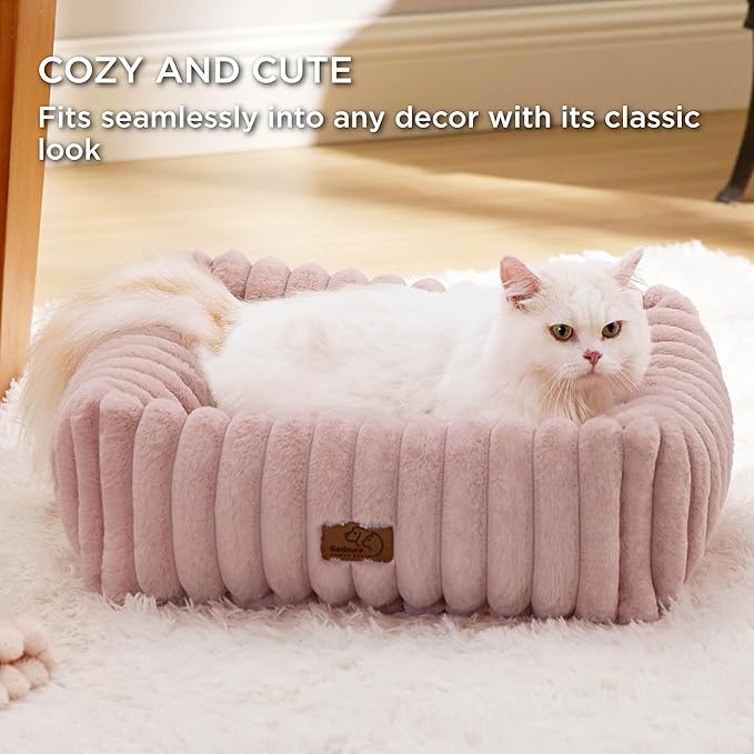 Bedsure Cute Dog Bed for Small Dogs & Cats 20x19x6inches, Blush