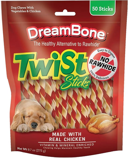 DreamBone Twist Sticks, Treat Your Dog to a Chew Made with Real Chicken and Vegetables