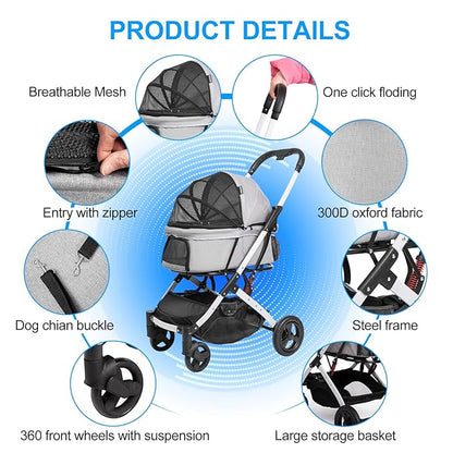 Pet Stroller for Middle Dogs Cats with Pets