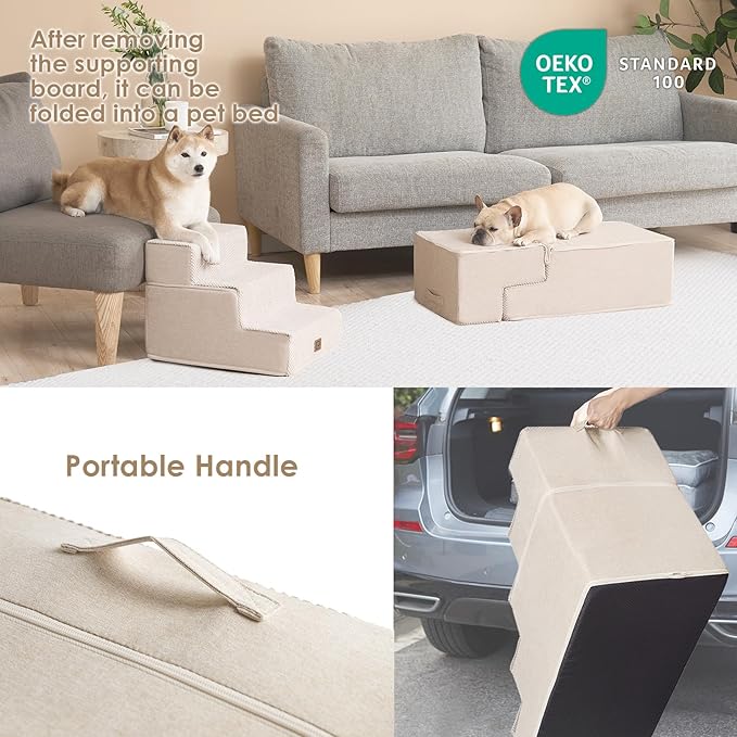 EHEYCIGA Dog Stairs for Bed 18”H 4-Step Dog