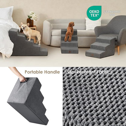 EHEYCIGA Dog Stairs for Small Dog 22.5”H 5-Step Slope