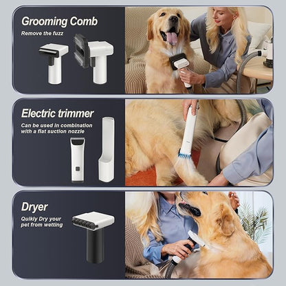 A100 Dog Grooming Vacuum & Dryer, All in One 26000Pa Dog Grooming Kit for Shedding Grooming, Pet Grooming Vacuum for Dogs with Clippers, Adjustable Speed and Temperature Control Dog Blower