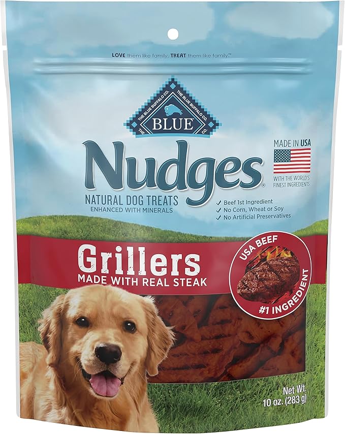 Blue Buffalo Nudges Grillers Natural Dog Treats, Steak, 10oz Bag