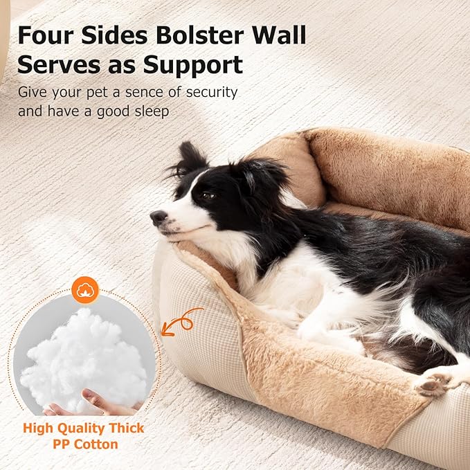 MIXJOY Dog Beds for Medium Dogs Washable (30x24in, Beige)