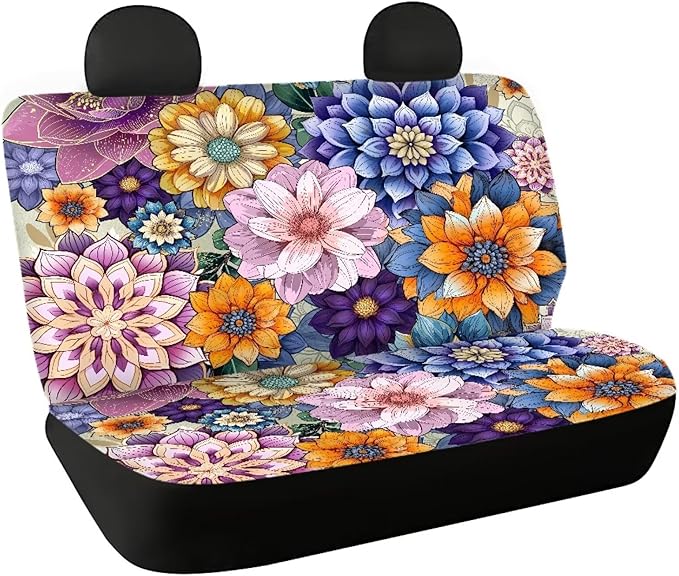 AFPANQZ Boho Flower Car Rear Seat Cover Set