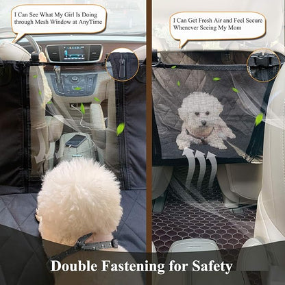 VIVAGLORY Dog Car Seat Cover with Mesh Visual Window