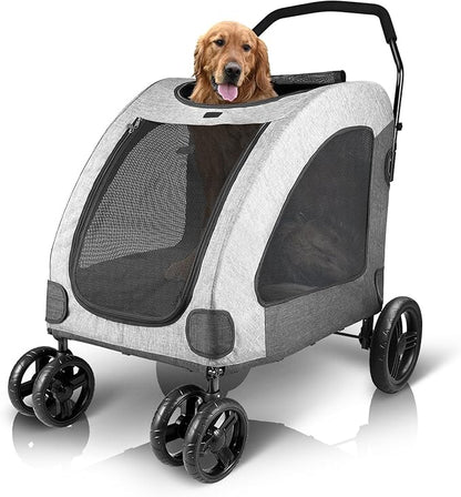 Petbobi Animal Stroller for Large Pet Jogger Stroller 2 Dogs 4 Wheel 120 lbs
