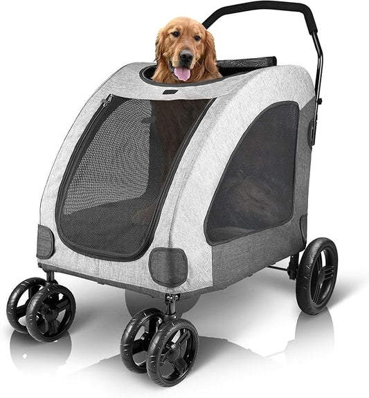 Petbobi Animal Stroller for Large Pet Jogger Stroller 2 Dogs 4 Wheel 120 lbs