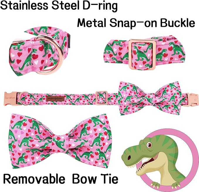 Unique style paws Dog Collar with Bowtie Pink