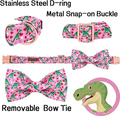 Unique style paws Dog Collar with Bowtie Pink