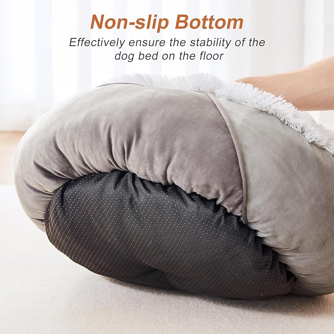 JOEJOY Calming Dog Bed for Small Medium Large Dogs (36", Grey)