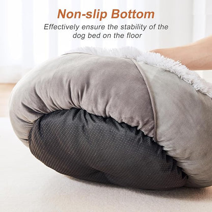 JOEJOY Calming Dog Bed for Small Medium Large Dogs (36", Grey)