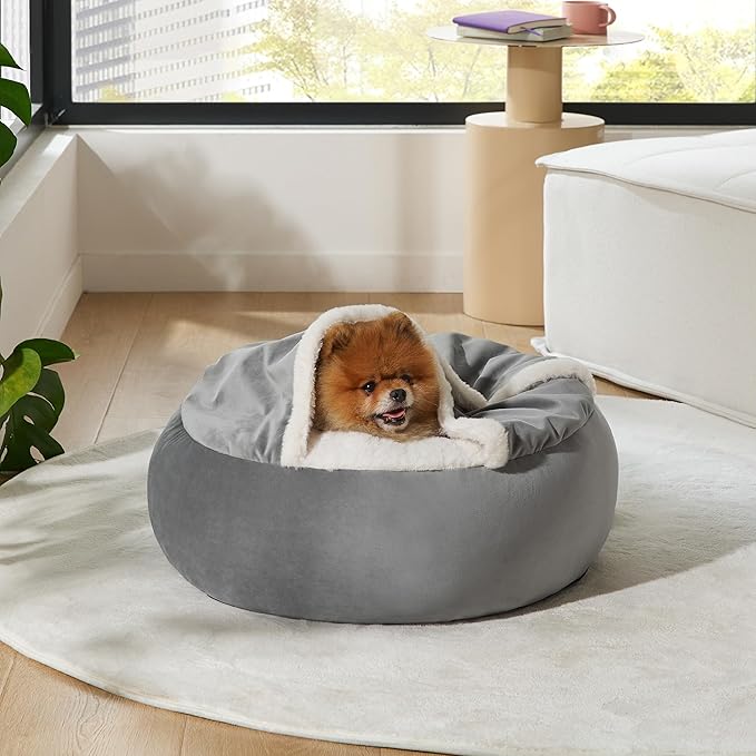 Lesure Small Dog Bed with Cover Cave 23"