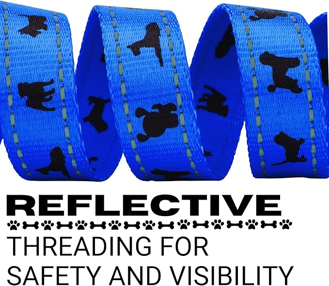 EcoBark Dog Leash - Soft & Reflective Comfort Leash with Padded Handle - Strong Durable Heavy Duty - Training and Pulling for Small, Medium or Large Dogs (Royal Blue)