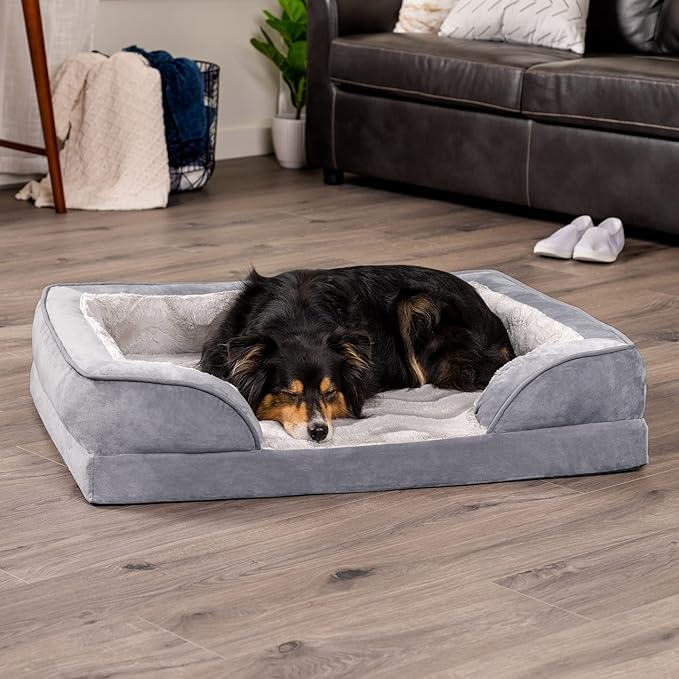 Furhaven Orthopedic Dog Bed for Large/Medium Dogs w/ Removable Bolsters & Washable Cover 55 lbs